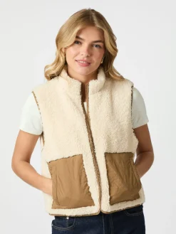 NEO NOIR Scout Teddy Waistcoat Off White