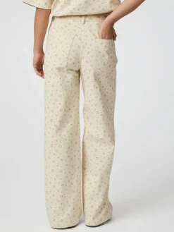 NEO NOIR Semba Floral Denim Pant Off White