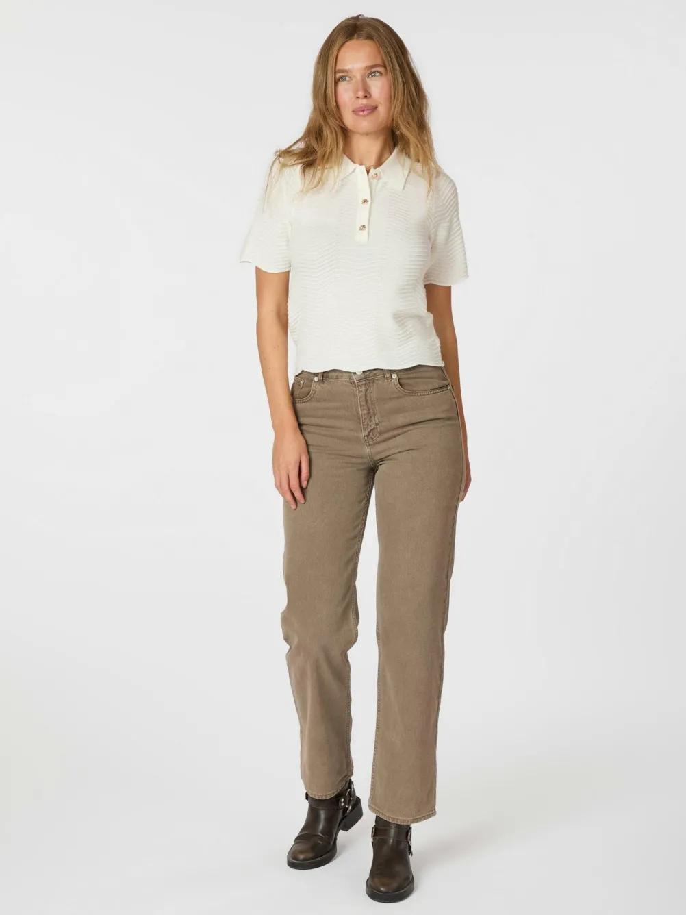 NEO NOIR Soko Wave Knit Tee Off White