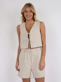 NEO NOIR Varsa Ramie Waistcoat Nature