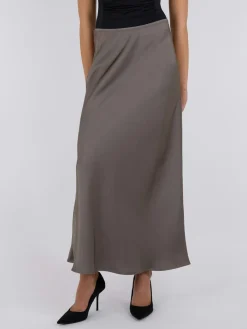 NEO NOIR Vicky Heavy Sateen Skirt Warm Grey