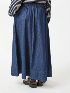 NEO NOIR Yara Denim Long Skirt Denim Dark Blue