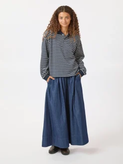 NEO NOIR Yara Denim Long Skirt Denim Dark Blue