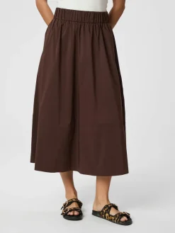 NEO NOIR Yara Poplin Skir Dark Brown